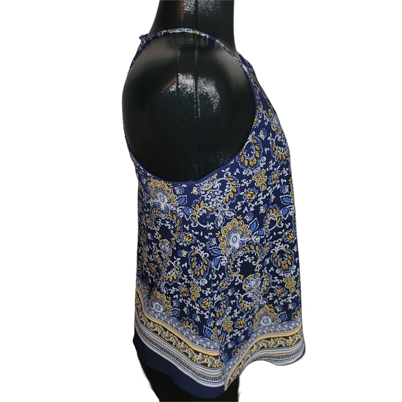 Active USA Blue Paisley Halter Tank Top S - Picture 3 of 6
